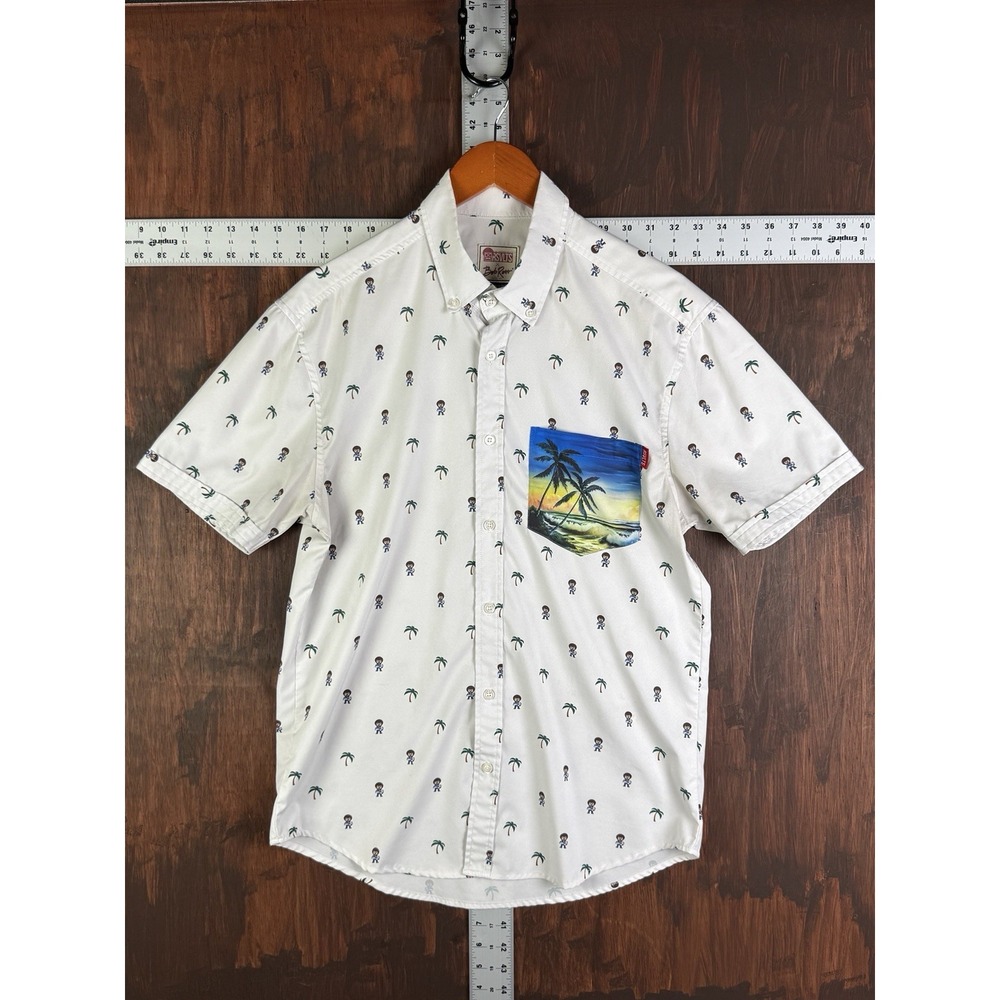 Rsvlts Bob Ross Shirt Short Sleeve Button Up‎ Geometric Pocket AOP Men's Medium